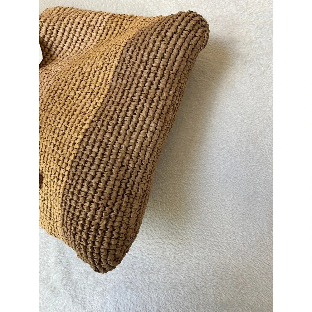 Tommy Bahama Colorblock Woven Straw Tote Bag Tan Coastal Resort Vacation NWT - Picture 10 of 11
